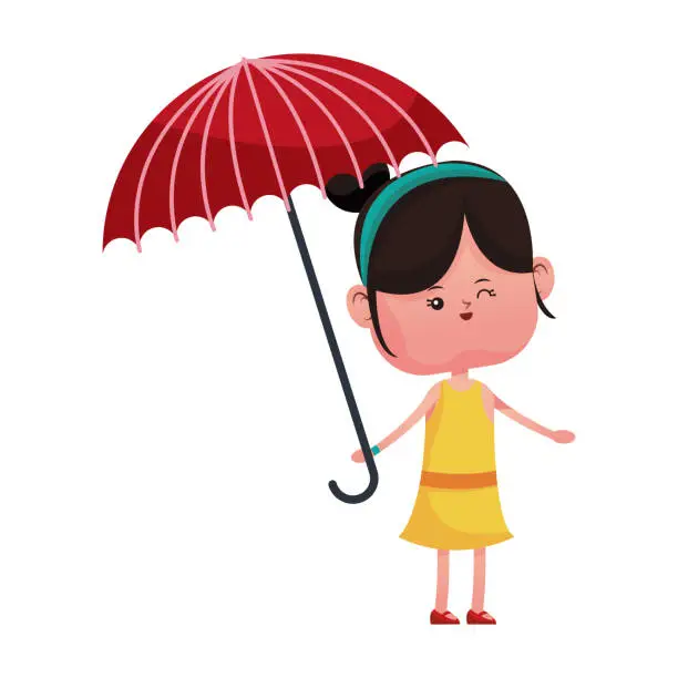 Vector illustration of Girl with umbrella