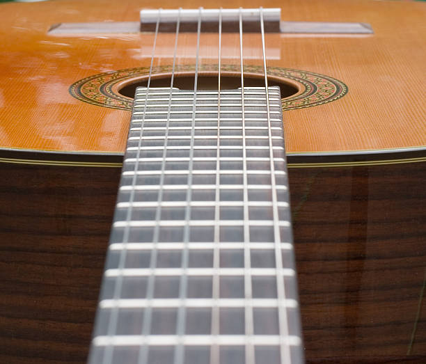 Classical Guitar fretboard stock photo