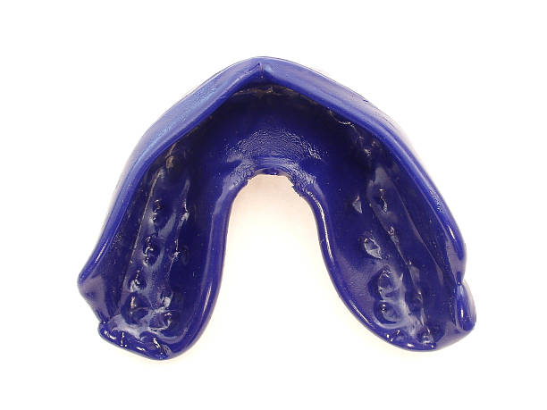 one blue mouthguard isolated on white background