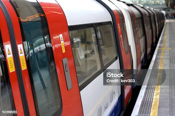 Closeup Of London Underground Train At Platform Stock Photo - Download Image Now - London - England, Vehicle Door, Subway