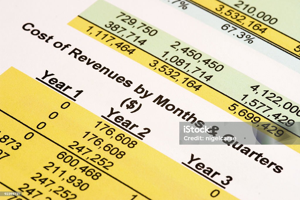 Document de Finance d'entreprise - Photo de Tableau financier libre de droits