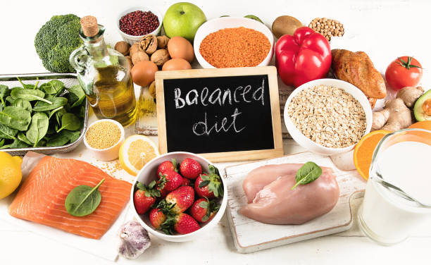 istock Balanced diet. Healthy food concept 923989198