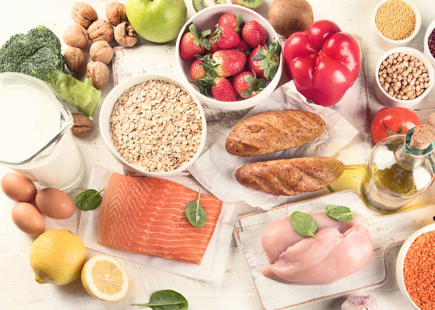 istock Healthy food concept. Balanced diet eating. 923989380