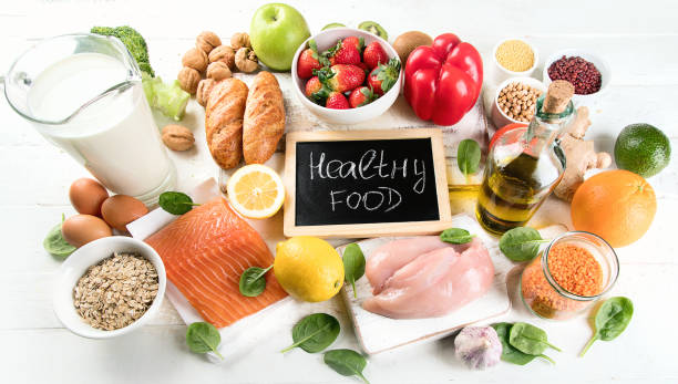 istock Healthy food concept. Balanced diet eating. 923989406