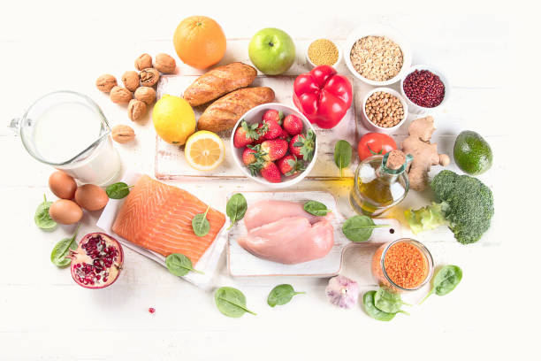istock Healthy food concept. Balanced diet eating. 923989414