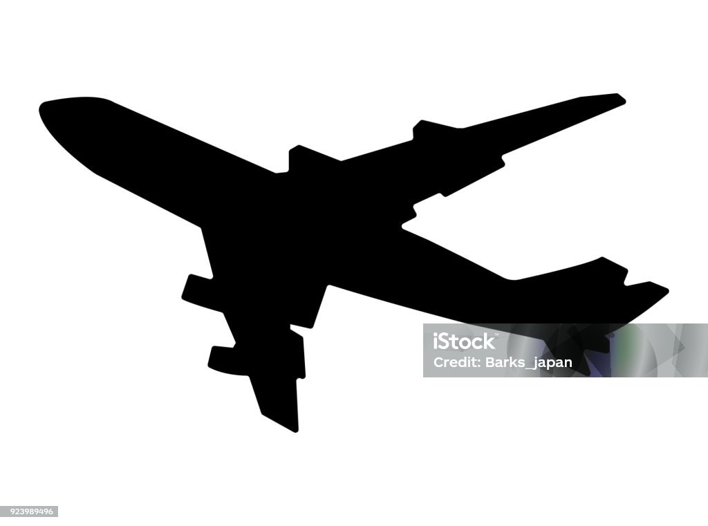 Flying airplane silhouette illustration Airplane stock vector