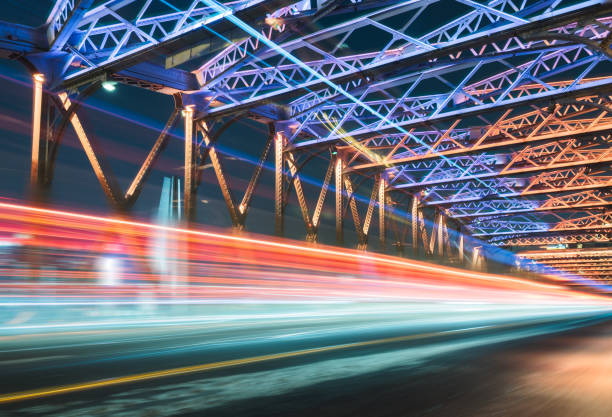 istock busy car trails on Waibaidu bridge,Shanghai 923991576
