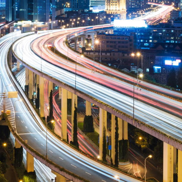 istock night view of rush-hour traffic in Nanpu overpass 923991806