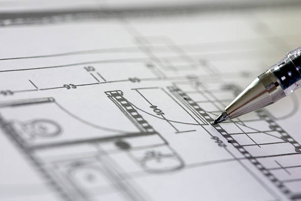 Study of a construction plan stock photo