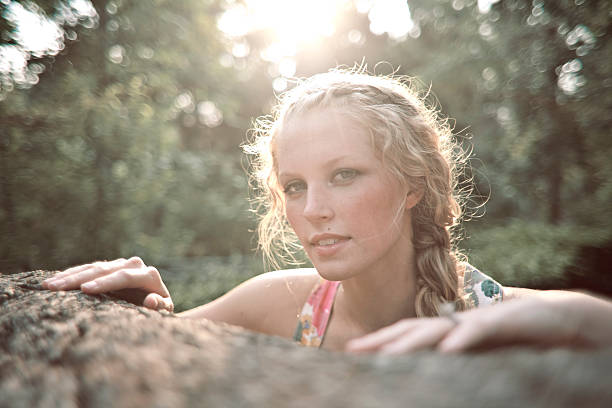 Girl in the sun stock photo