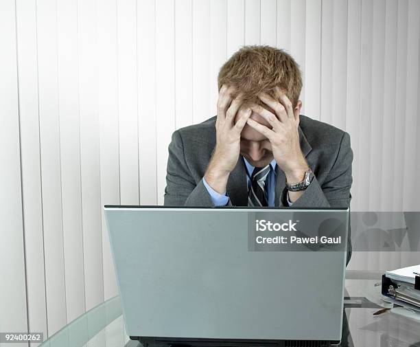 Tired Man In Office Stock Photo - Download Image Now - Adult, Adults Only, Adversity