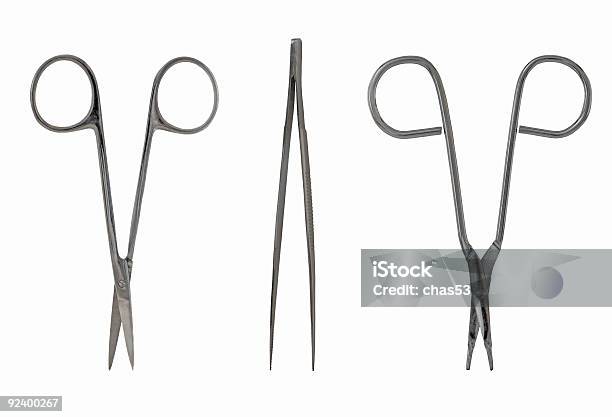 Scissors And Tweezers Stock Photo - Download Image Now - Chrome, Close-up, Color Image