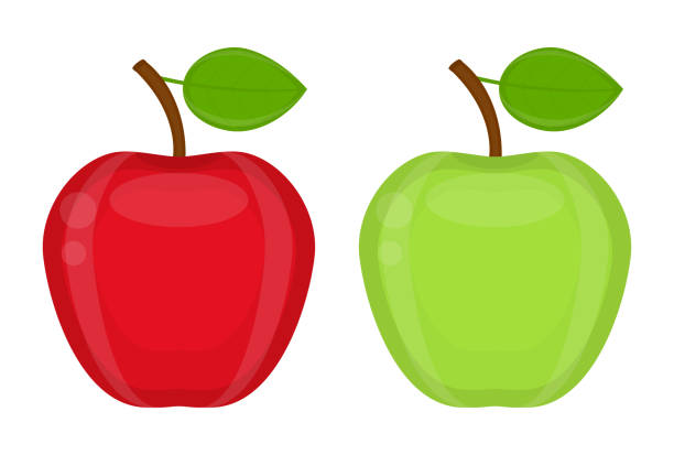 ilustraciones, imágenes clip art, dibujos animados e iconos de stock de manzanas individuales - apple portion red freshness