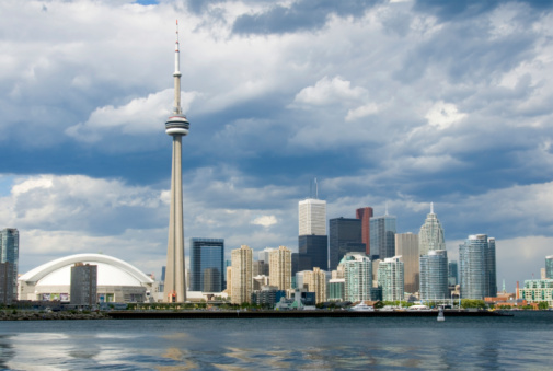 Downtown Toronto - including the Rogers Centre, CN Tower, and banking district - just before a summer shower. Please see my Canada lightbox: