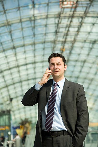 Businessman at airport stock photo