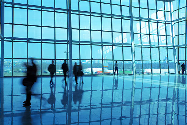 istock Silhouette of people in a modern building 92401049
