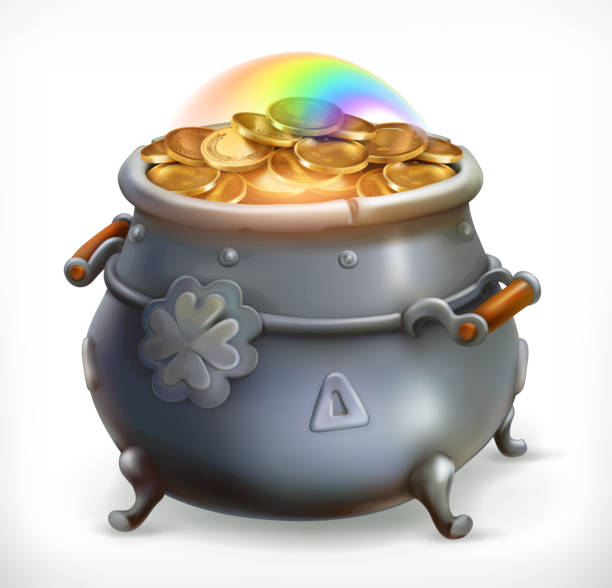 istock Patrick's Day treasure. Pot of gold coins. 3d vector icon 924011360