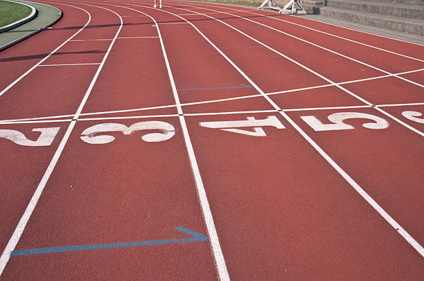 istock Running lanes in Track and Field Stadium 92401235