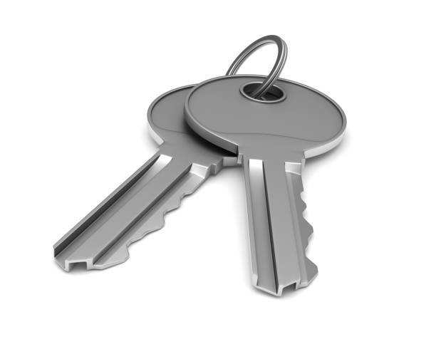 istock Two metallic keys on white background. isolated 3d illustration 924012586