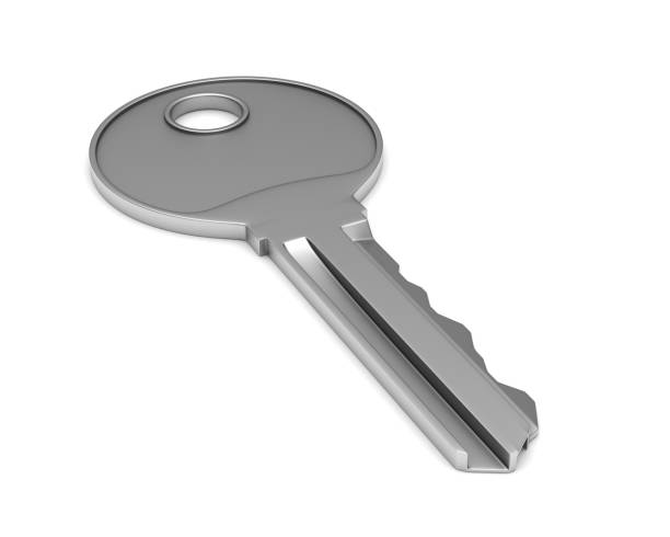 istock Metallic key on white background. isolated 3d illustration 924012590