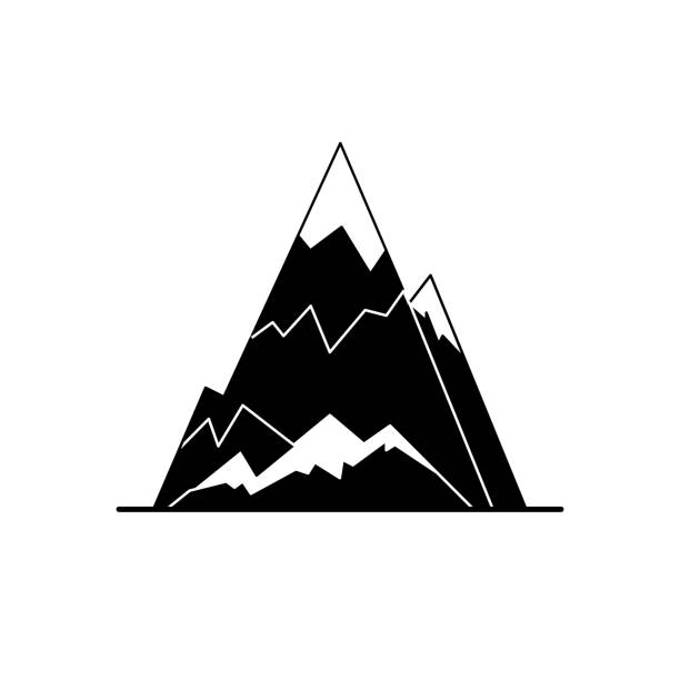 икона силуэта ледяной горы в плоском стиле - pinnacle success winning concepts stock illustrations