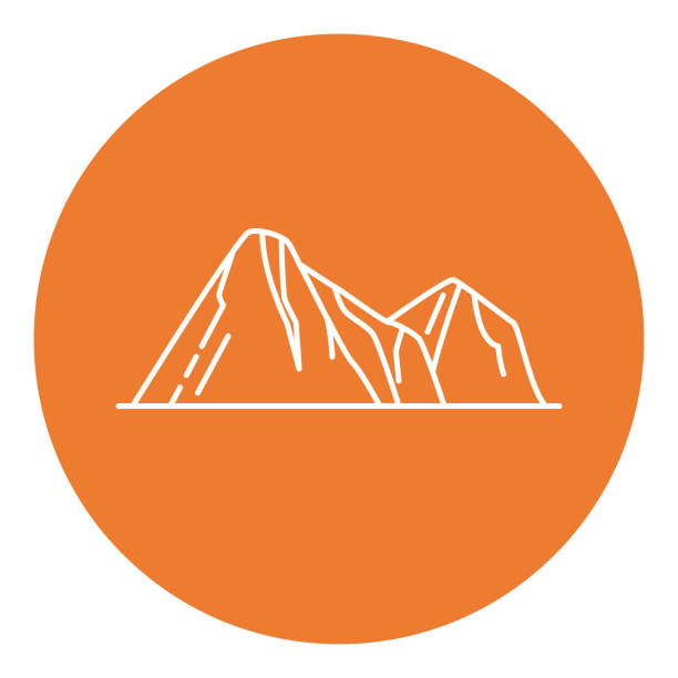 ikona szczytów górskich w cienkim stylu liniowym - pinnacle success winning concepts stock illustrations