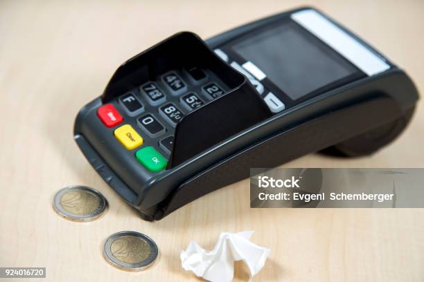 Ec Device For Card Payment Stock Photo - Download Image Now - ATM, Bag, Bank - Financial Building