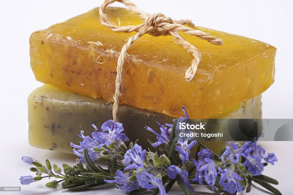 Handmade natural rosemary soaps.  Aromatherapy Stock Photo