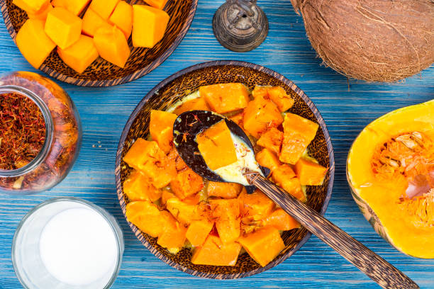 istock Spicy curry pumpkin with saffron in coconut milk 924019458