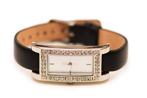 istock Hand watch with diamonds isolated on white 92402257