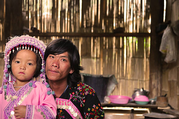 Hill tribe Father and daughter  miao minority stock pictures, royalty-free photos & images