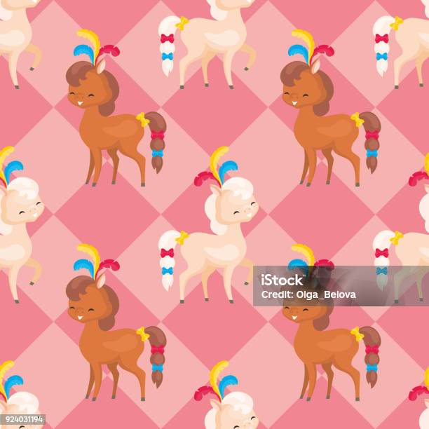 Circus Horses Seamless Pattern Stock Illustration - Download Image Now - Animal, Animal Tricks, Backgrounds