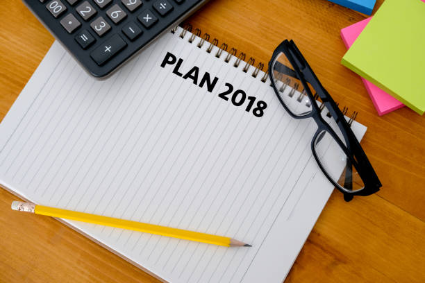 istock Plan 2018 Notebook business team meeting  with an Plan 2018 924031358