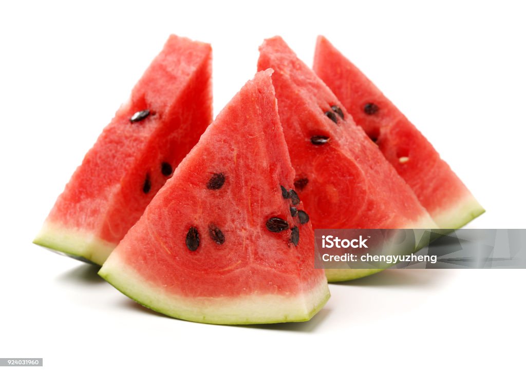 Watermelon pieces set isolated on white background Watermelon Stock Photo