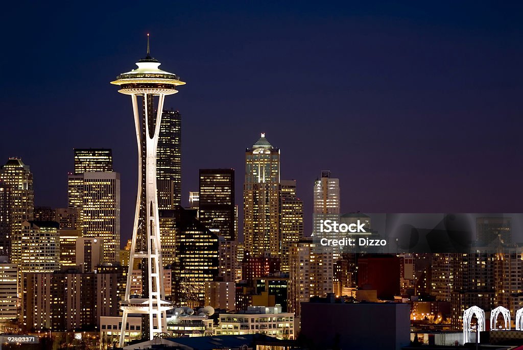 Paisagem urbana-horizonte de Seattle - Foto de stock de Space Needle royalty-free