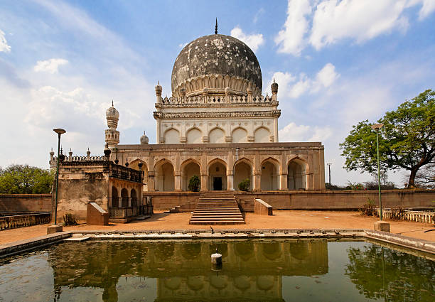 Mausoleum and Reflecting Pool with Mosque stock photo