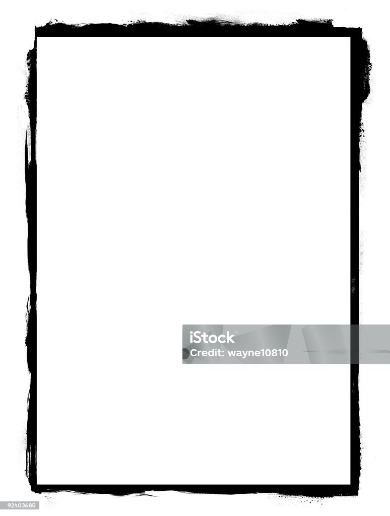 A graphic image of a drawn black frame Grunge black frame, use it for black and white photography, paintings, page design. Picture Frame Stock Photo