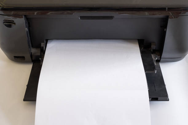 istock White paper in black printer toner and color 924038044