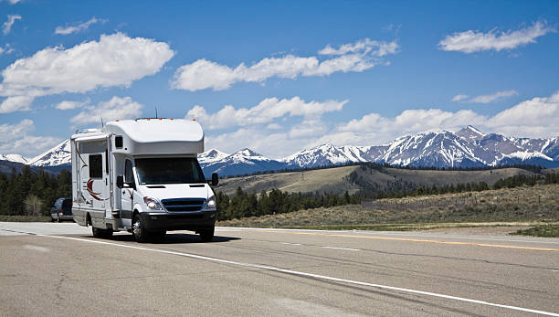 RV in mountains of Colorado. RV truck stock pictures, royalty-free photos & images