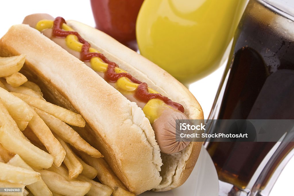 Fast-food-Gericht mit Hot Dogs, Pommes Frites und Cola - Lizenzfrei Getränk Stock-Foto