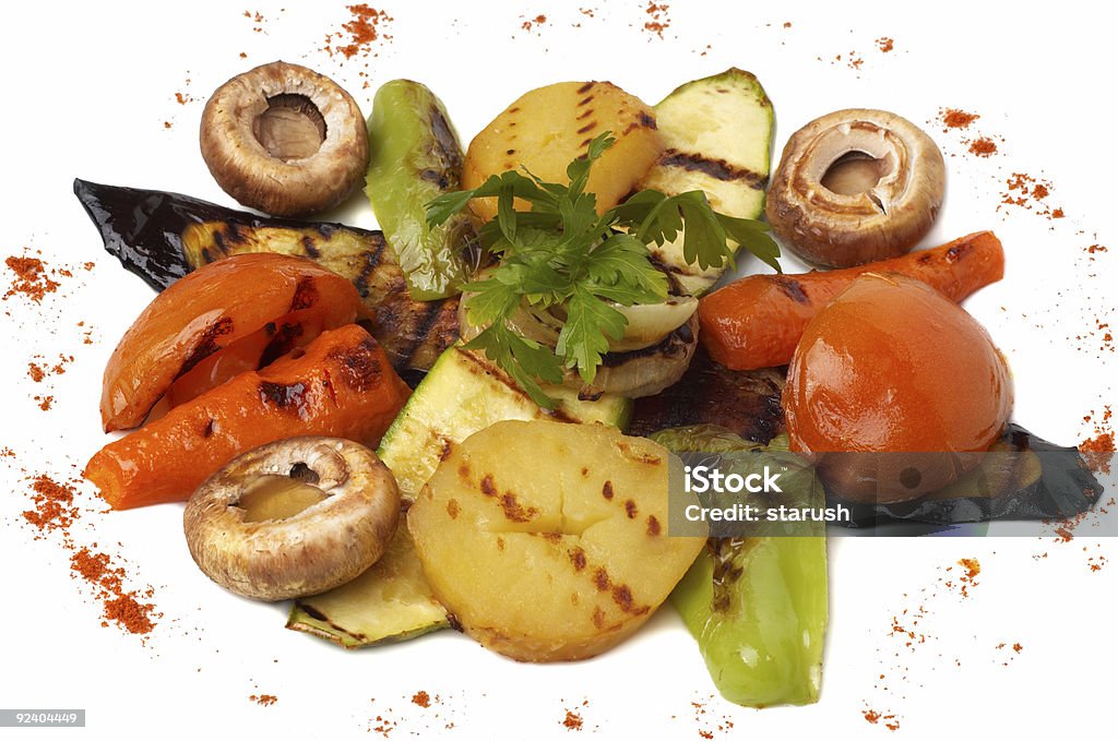 Verduras platos a la parrilla - Foto de stock de Alimento libre de derechos