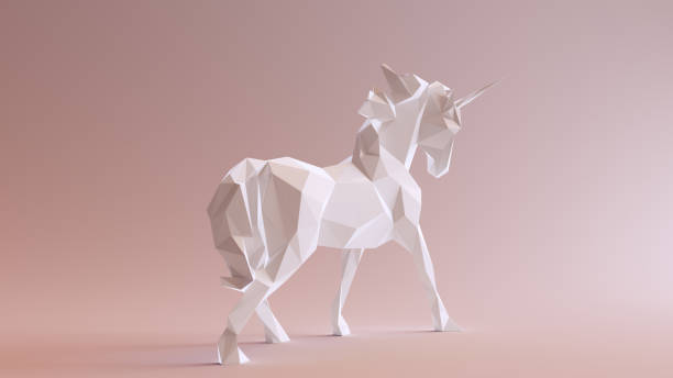istock White Unicorn made out of triangles 924044682