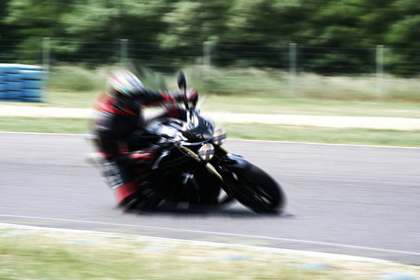 istock Fast bike racer in corner on a closed track 92404948