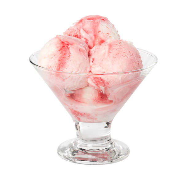 istock Strawberry ice cream in glass vase isolated on white 924057936