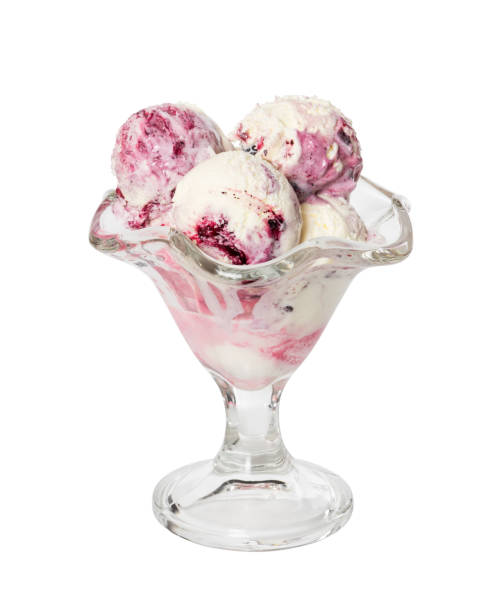 istock Blueberry ice cream in glass vase isolated on white 924057938