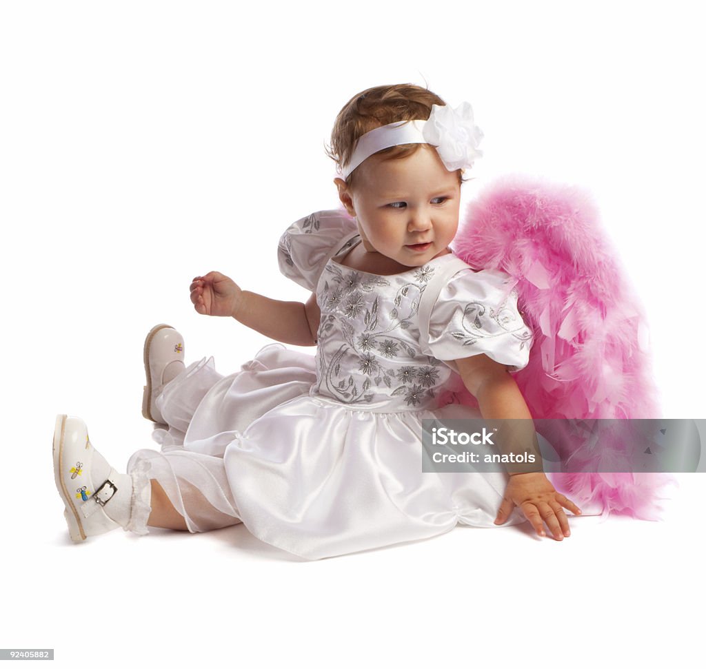 Little angelic girl in white, isolated  Angel Stock Photo