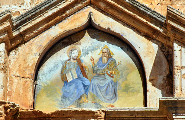 istock Fresco on the wall of the Orthodox monastery 924058988