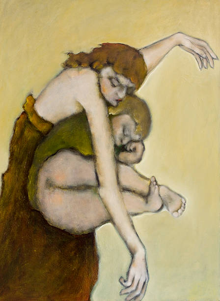 istock Mother and baby son sleeping oil painting 92406142