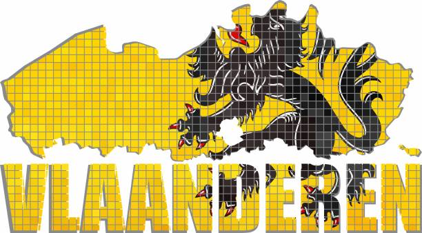 ilustrações, clipart, desenhos animados e ícones de mapa de flandres com bandeira dentro - flamengo