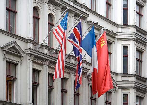 Allied Flags At Checkpoint Charlie stock photo